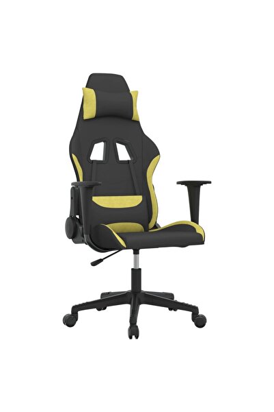 vidaxl Scaun de gaming cu masaj, negru și verde deschis, textil