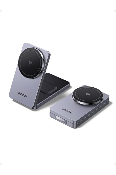 Ugreen 2-σε-1 Qi2 Μαγνητική Ασύρματη Βάση Φόρτισης 15W, Γκρι