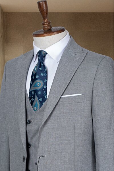 Sergio Ferraro Gri Blazer Ceket-Yelek-Pantolon Takım- Takım Elbise
