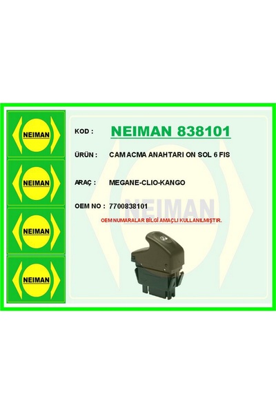 BESCHER Drnds Cam Acma Switch on Sol 6 (83941) Fis Megane-Clio-Go