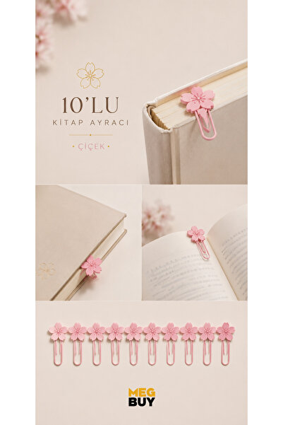 MEGBUY Sakura Çiçek Kitap Ayracı – 10’lu Set - Karne Hediyesi
