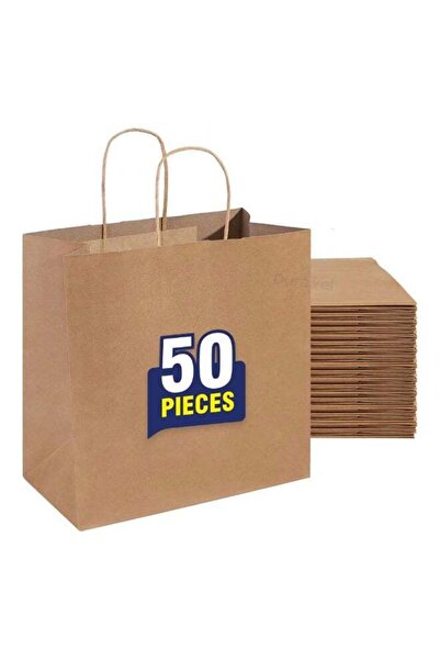 Duravel Kraft Paper Bags with Twisted Handles, Brown, 28x28x15 cm, 50 Pieces,...