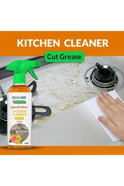 Cleanix Kitchen Cleaner Spray 500ml Citrus Fragrance | Multi-Surface Degreaser | Removes Oil, Grease & Kitchen Stains | Safe Formula