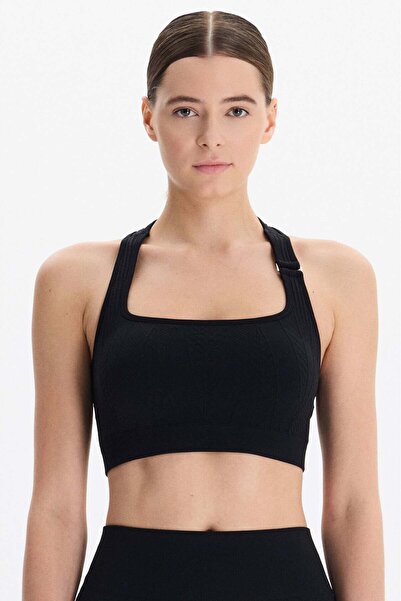 COMEUP Sutien sport fără cusături, cu model 3D, cu spate tip halter, tricotat...