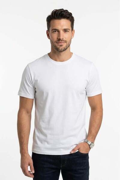 Uki BEYAZ Bisiklet Yaka Basic T-Shirt