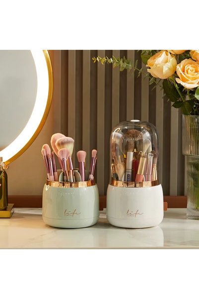 ORVİCA Stylish New Generation Covered 360 Rotatable Stand Brush Cosmetic Makeup Organizer