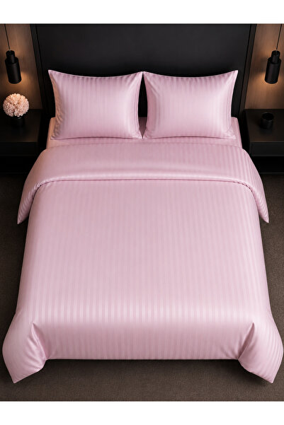 Newsevinç Ev Tekstili Satin Striped Double Duvet Cover Set with Elastic Sheet...