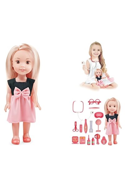 ANGMAD Păpușă interactivă 32cm, Accesorii de doctor, Stetoscop funcțional, Jo...