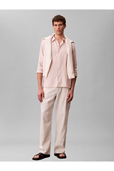 Calvin Klein LS SOLID LINEN CLASSIC SHIRT ERKEK GÖMLEK