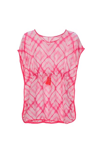 Z Store Caftan Tie Dye cu Pompoane Fucsia și șnur pentru Copii