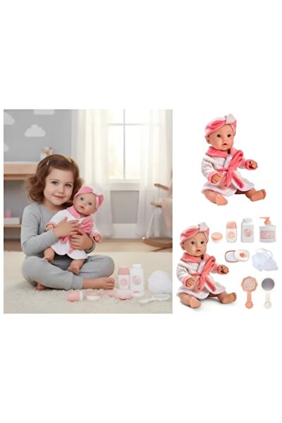 ANGMAD Păpușă bebeluș realistă de 40 cm cu accesorii pentru baie, membre mobi...