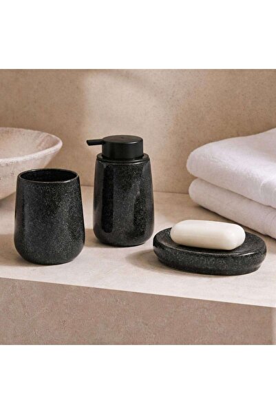 PAN HOME طقم إكسسوارات حمام من 3 قطع من غارجان - أسود