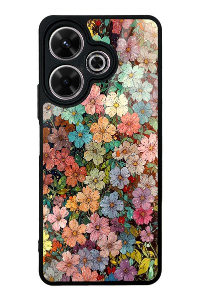 Spoyi حافظة هاتف لامعة بتصميم نسيج الزهور لهاتف Xiaomi Redmi 13 4G