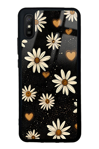 Spoyi Xiaomi Redmi 9A Midnight Daisies Tasarımlı Glossy Telefon Kılıfı