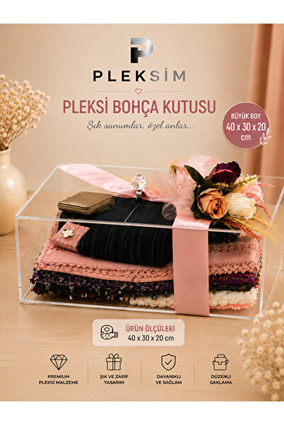 ulusoypleksi Büyük Boy Pleksi Bohça Kutusu 40X30X20 Cm Şeffaf Çeyiz Ve Nişan ...