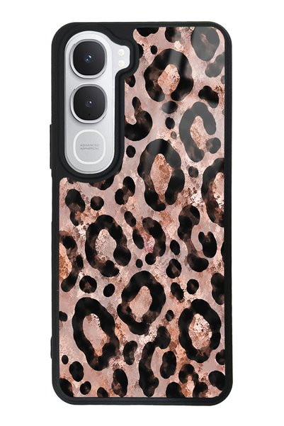 Spoyi Vivo Y31 Rose Gold Leopard Design Glossy Phone Case