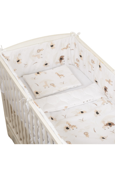 Kidizi Lenjerie matlasata 5 piese patut bebe 120x60 cm Safari Beige cu doua f...