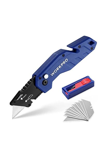 Workpro WP211008 Profesyonel Katlanır Çok Amaçlı Rötuş Maket Bıçağı + 10 Adet...