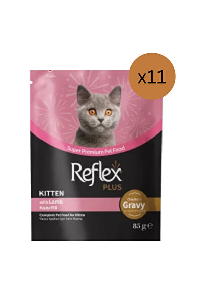 Reflex Hrană umedă pentru pisici, Plus, Junior, Miel, set 11 buc x 85g