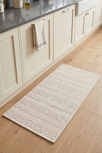 dekozer Luna Krem Yolluk 80x150 cm | %100 Pamuk, Yıkanabilir, Banyo, Mutfak v...