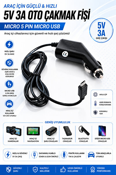 IRONSTAR Araç Şarj Cihazı Micro USB / Oto Çakmak Şarj Cihazı Micro USB / 5V 3...