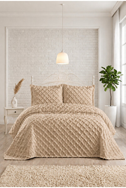 Bonny Home Bej Çift Kişilik Bohem Pike Takımı Mevsimlik 240x250 Yatak Örtüsü ...