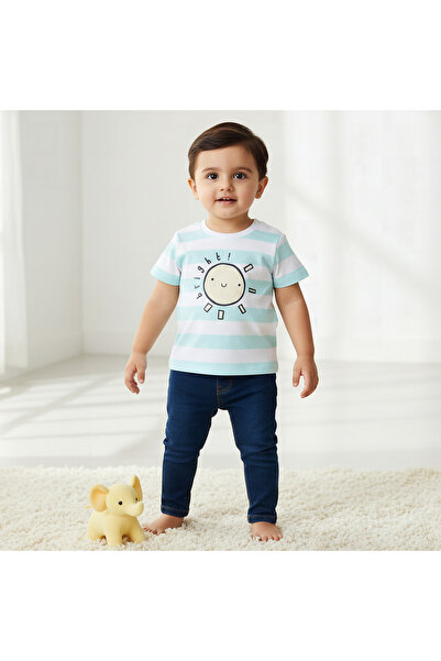 Juniors Crew Neck Short Sleeves T-shirt with Stripes