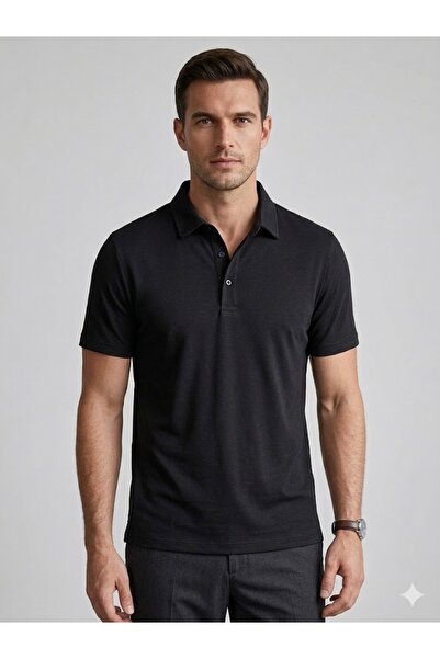Kip Rahat Kalıp Kısa Kollu Likralı Örme Polo T-Shirt 10057
