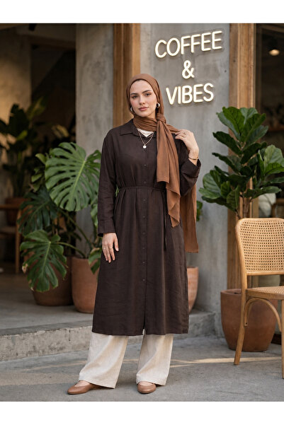 Lunsera Store تونيك بأكمام طويلة - بني
