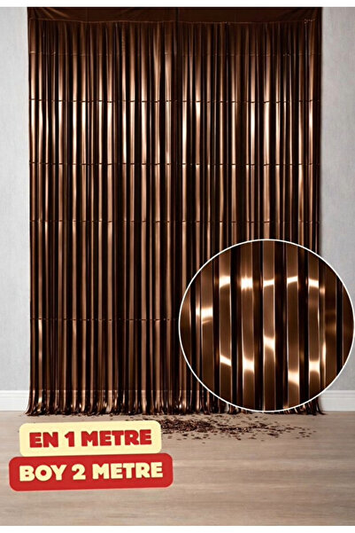 Parti Zamanı Kahverengi Parlak Duvar Süsü Duvar ve Kapı Perdesi 1x2 Metre Doğ...