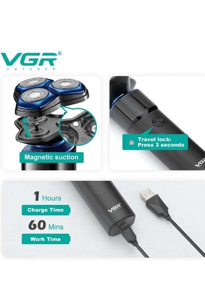 VGR ماكينة حلاقة كهربائية احترافية، مصممة للحلاقين والاستخدام الشخصي، شحن عبر USB، 60 دقيقة، موديل V-325