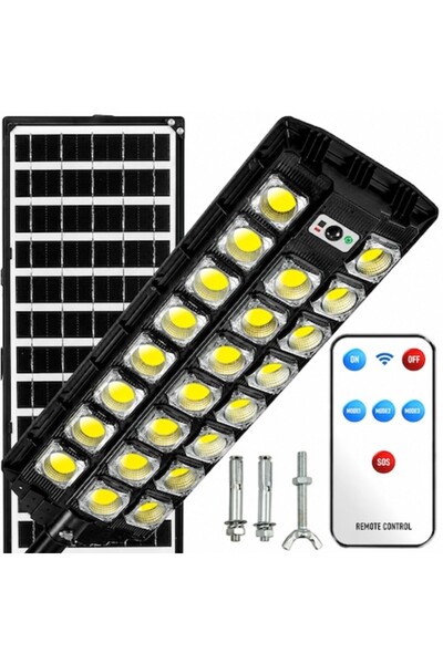 EBA ®   Lampă solară LED de 2000W, 53cm, cu panou solar, 600 LED-uri, telecom...