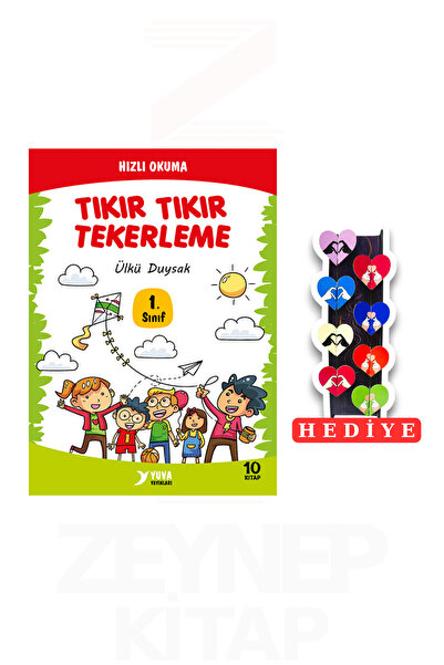 Yuva Yayınları 1.Sınıf Tıkır Tıkır Tekerleme 10 Kitap Set (8'li Kalp Ayraç He...