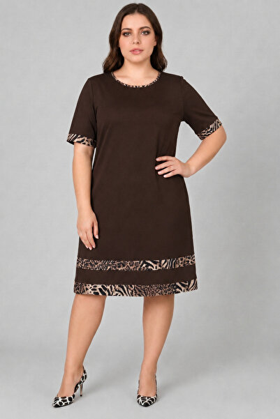 Curvy Trend Haljina od viskoze veće veličine sa kratkim rukavima i leopard ob...