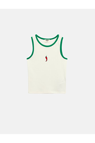 Koton Pepper Appliqué Detailed Ribbed Crew Neck Cotton Undershirt