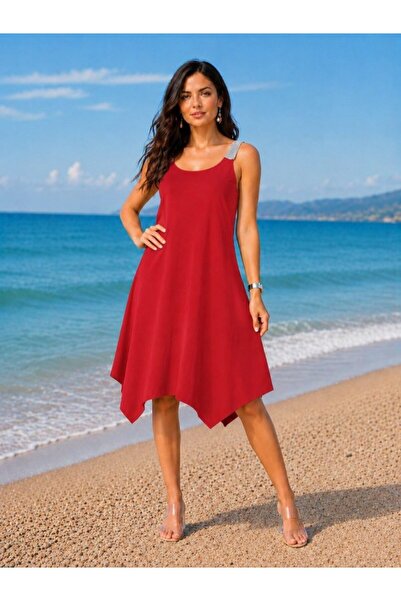 Kokosh moda Women's Strappy Comfortable Cutout Asymmetrical Front Detail Midi...