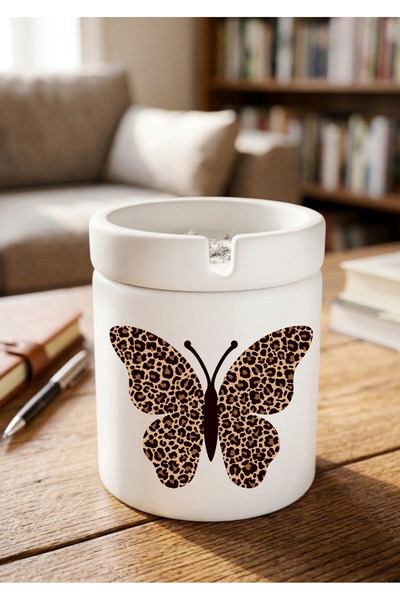 Eylül Design Leopard Design Printed Ceramic Ashtray Odorless Ash Tray