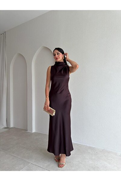 Mooi Butik GODWİN Maxi Elbise 6493 - Mürdüm