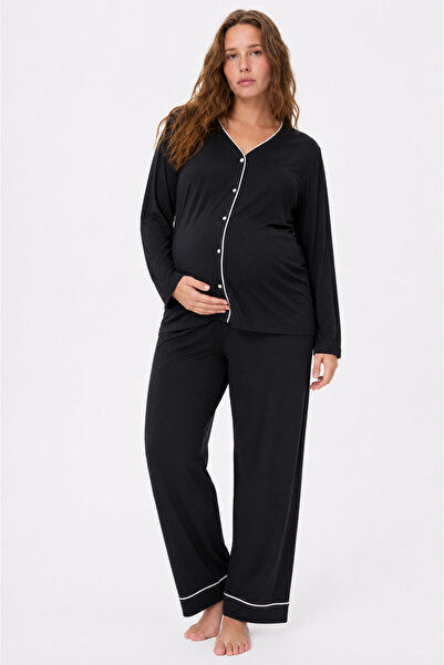 Genel Markalar Bambu Kumaş Hamile ve Lohusa Rahat Yumuşak Pijama Takımı