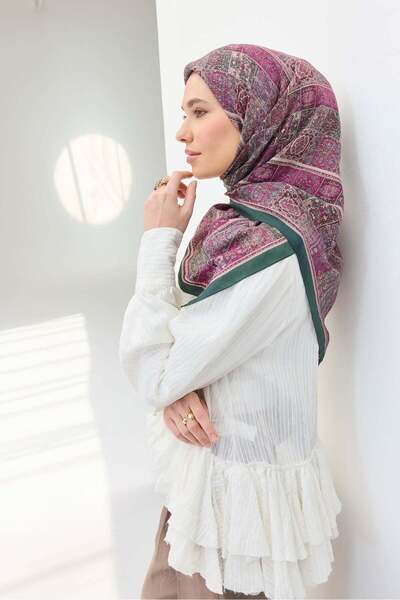 Silk Home Velora Scarf Ethnic Pattern Fuchsia 90X90