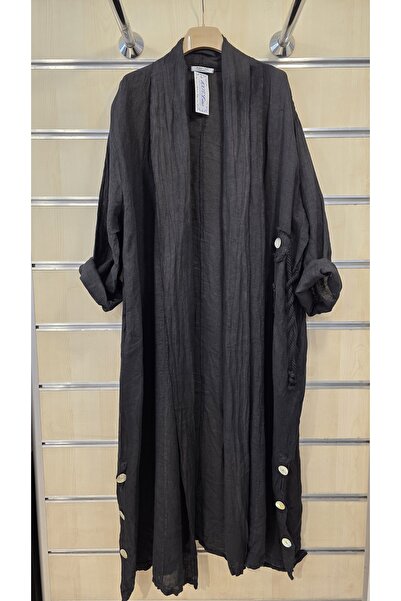 Park Moda Linen Jacket Long with Italian Button Detail