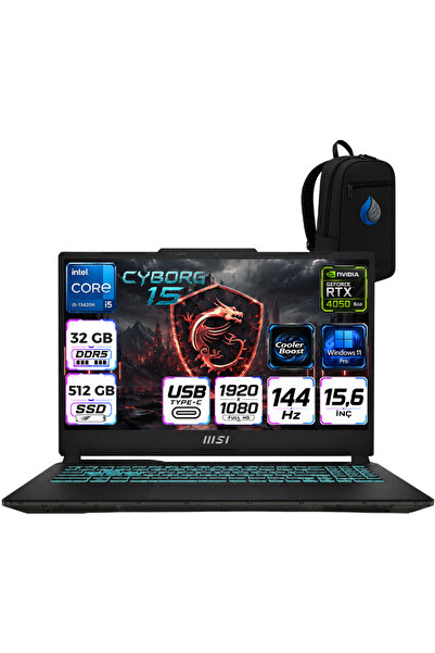 MSI Cyborg 15 Intel Core İ5-13420H 32 GB DDR5 512 GB SSD 6GB/RTX 4050 15.6" F...