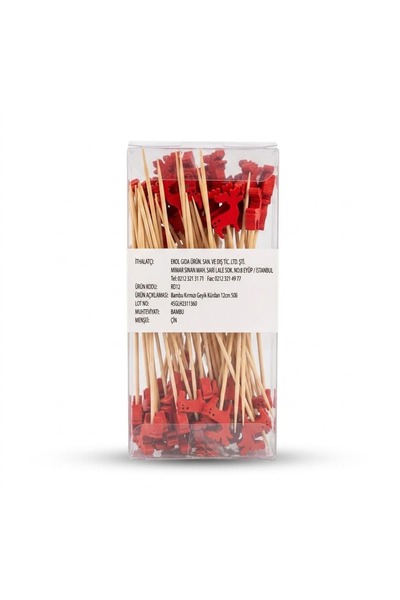 Bambu Kırmızı Geyik Kürdan 12 Cm 50'li