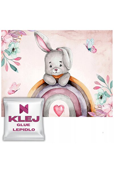 Naklejkomania Fototapet Pastel Pentru Camera Unei Fete, Iepurasul Curcubeu, 2...