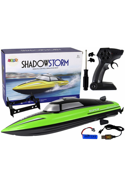 LeanToys Barcă cu telecomandă RC 2.4GHz Lean Toys, viteză 20-25 km/h, verde, ...