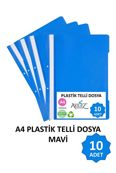 Akraz Art Design Telli Dosya Plastik A4 Poşet Dosyalara Uyumlu 10 lu ekonomik...