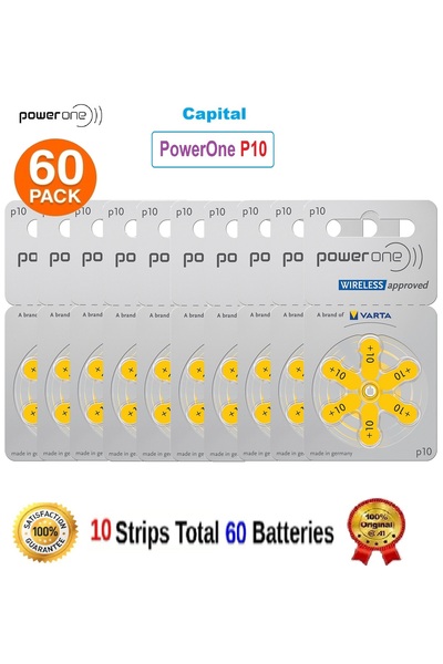 powerone Power One P10 Hearing Aid Batteries 60 Pieces Per Box German Made Hi...