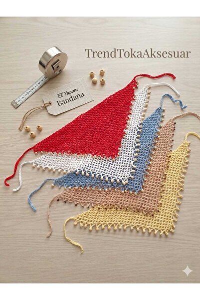 El Örgüsü File Saç Bandanası - Ahşap Boncuklu Bohem Örgü Bandana