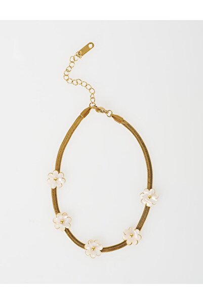 Kayra Flower Detailed Anklet Gold