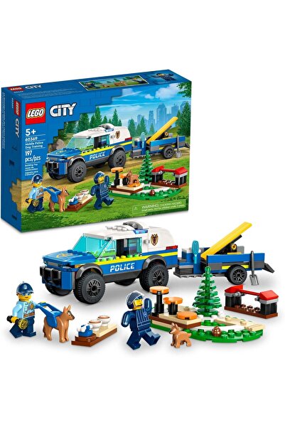 LEGO سيارة شرطة المدينة المتنقلة لتدريب الكلاب 60369، سيارة لعبة SUV مع مقطور...